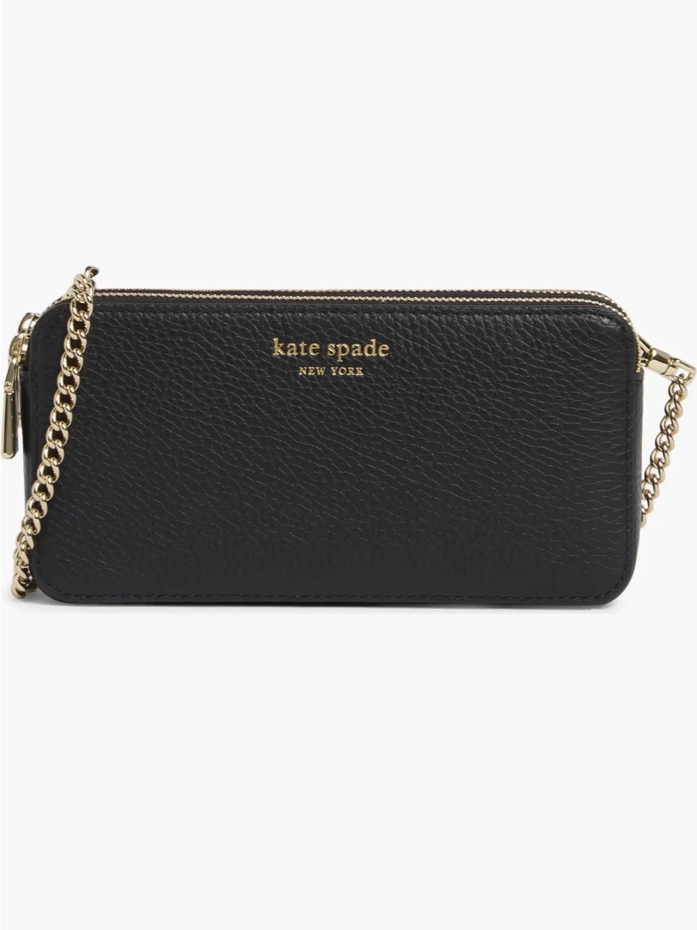 kate spade Black Pebbled Leather Crossbody with Gold Hardware